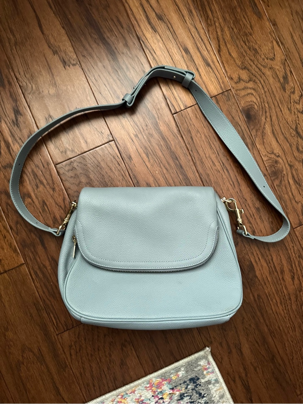 Tote Le Monde Venice Bag Blue Pebbled Leather Crossbody Shoulder Bag